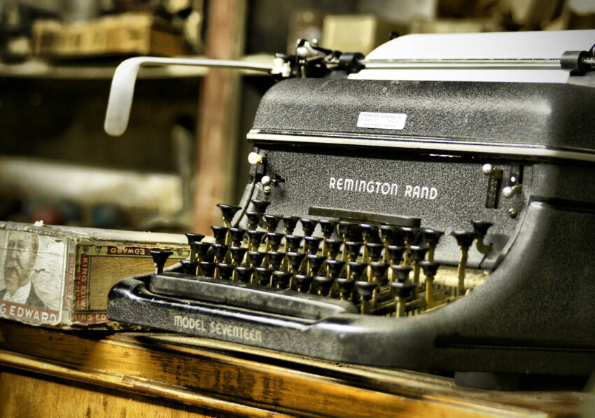 A typewriter. https://www.flickr.com/photos/22017189@N00/2621358221
