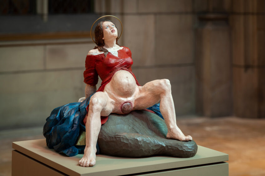 Esther Strauss’s sculpture of the Virgin Mary giving birth