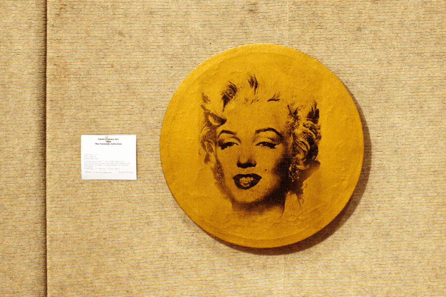 Louise Lawler’s yellowy dye-destruction print of Warhol’s “Round Marilyn”